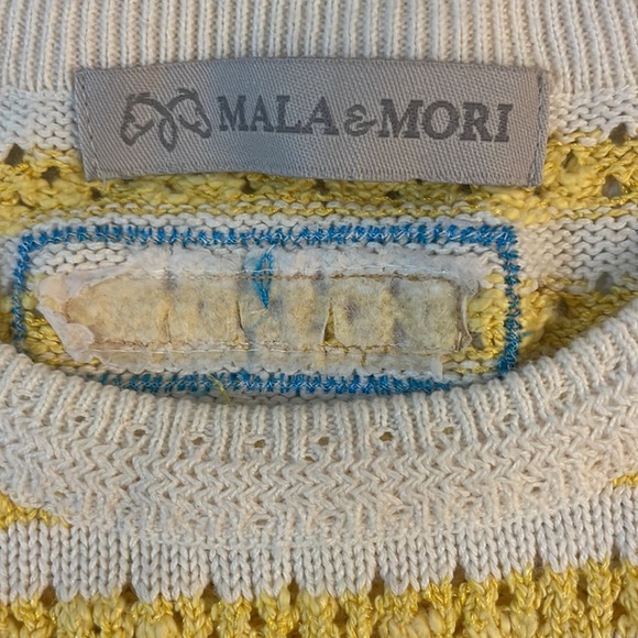 Vtg yellow striped Mala & Mori Sports Sylvester Cat embroidered knit vest top S - Picture 8 of 10